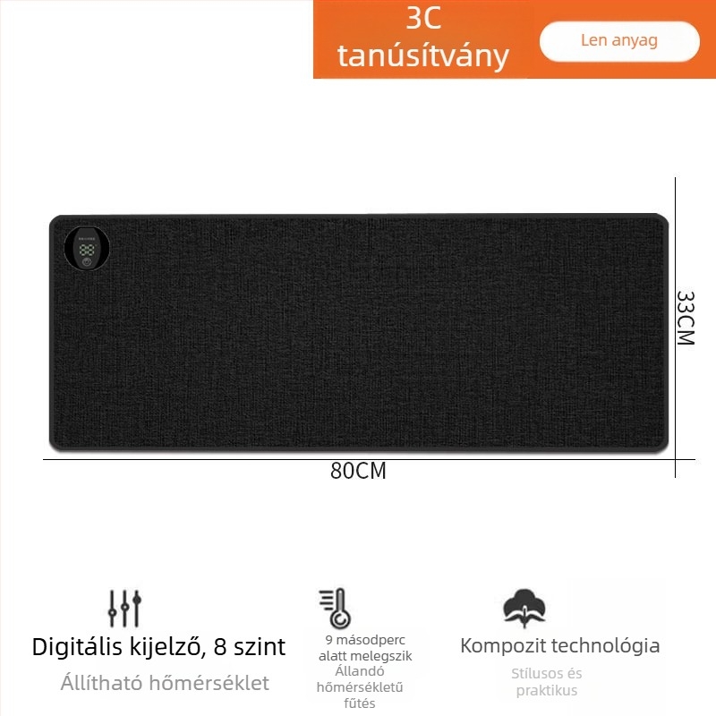 Melegített íróasztali pad időzítővel, nagy méret, irodai használatra