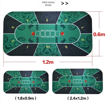 Csúszásmentes gumírozott asztali pad a pókerhez (Texas Hold'em, Guandan), 1200 x 600 x 2 mm