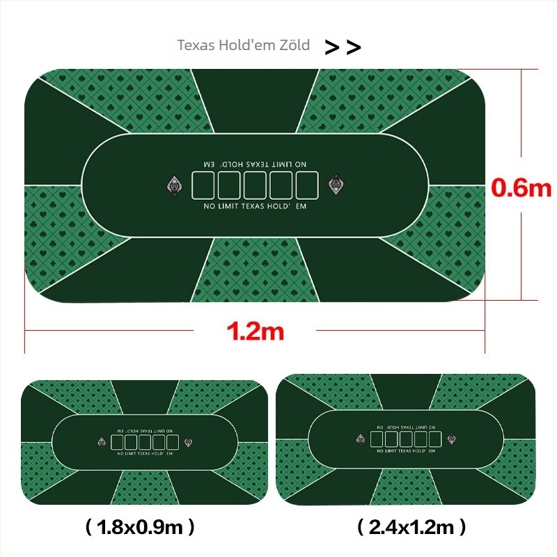 Csúszásmentes gumírozott asztali pad a pókerhez (Texas Hold'em, Guandan), 1200 x 600 x 2 mm