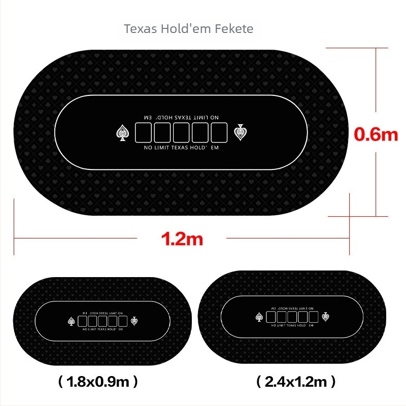 Csúszásmentes gumírozott asztali pad a pókerhez (Texas Hold'em, Guandan), 1200 x 600 x 2 mm