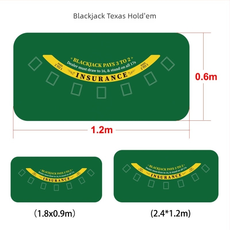 Csúszásmentes gumírozott asztali pad a pókerhez (Texas Hold'em, Guandan), 1200 x 600 x 2 mm