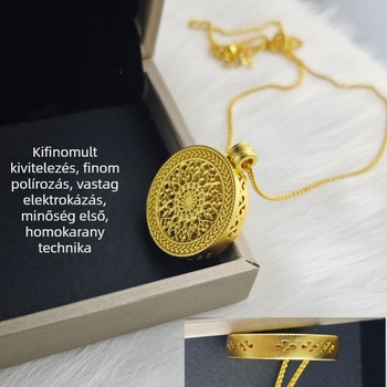 Nyaklánc forgó iránytű medállal - aranyozott sárgaréz, Chopard lánc, márka glssc, hipoallergén, tömeg 21 g