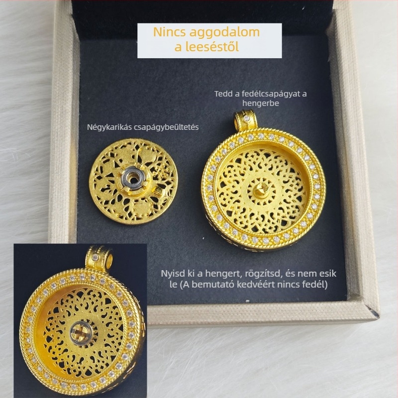 Nyaklánc forgó iránytű medállal - aranyozott sárgaréz, Chopard lánc, márka glssc, hipoallergén, tömeg 21 g