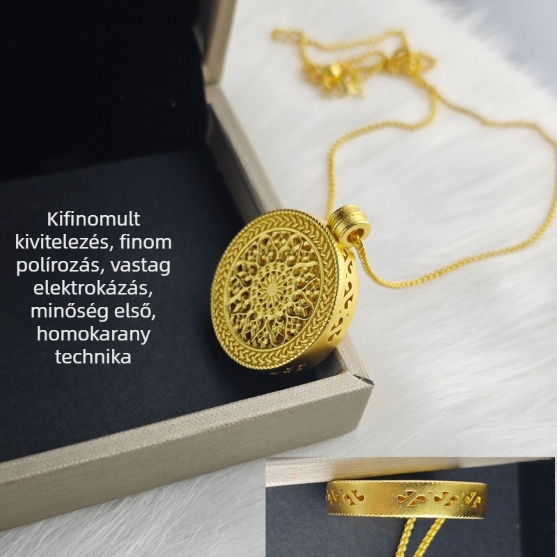 Nyaklánc forgó iránytű medállal - aranyozott sárgaréz, Chopard lánc, márka glssc, hipoallergén, tömeg 21 g