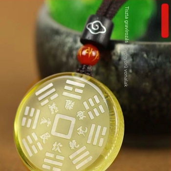 Medálos nyaklánc Tai Chi Bagua motívummal, kilenc karakteres mantra, mesterséges kristály, precíz gyártás, 2025 tavasz