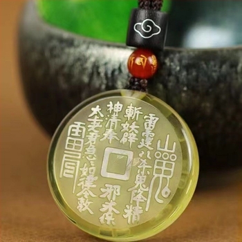 Medálos nyaklánc Tai Chi Bagua motívummal, kilenc karakteres mantra, mesterséges kristály, precíz gyártás, 2025 tavasz