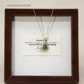 Hetian jade tök alakú medál, 925-ös aranyozott ezüst, új kínai stílusú retro, beillesztett jade, 2024 ősz