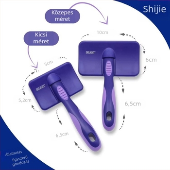 Deshedding tűs fésű kutyáknak és macskáknak, görbült felülettel, rozsdamentes acél tűk, műanyag fogantyú