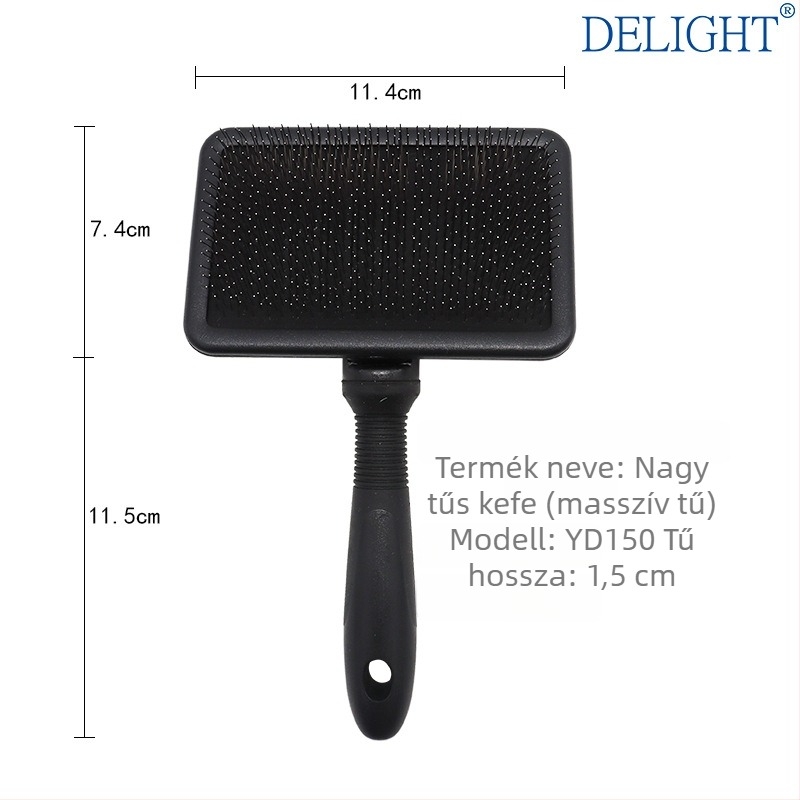 Deshedding tűs fésű kutyáknak és macskáknak, görbült felülettel, rozsdamentes acél tűk, műanyag fogantyú