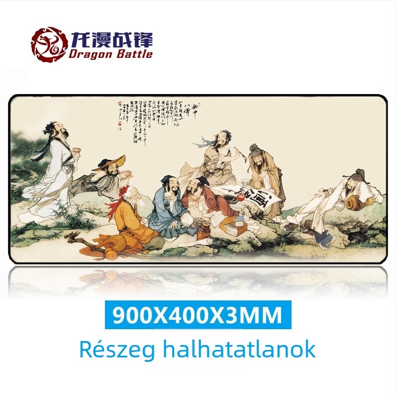 Ősi stílusú egérpad, extrán nagy asztali pad, kínai stílusú, vastag, csúszásmentes, tájkép motívum, nagy méret, csuklótámasz