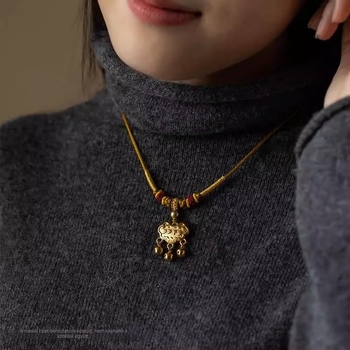 Zsinórból készült nyaklánc, kézzel készített, U-alakú, O-alakú lánccal, uniszex