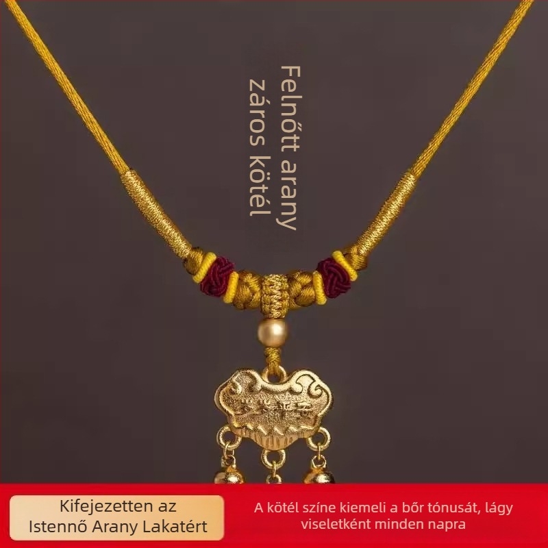 Zsinórból készült nyaklánc, kézzel készített, U-alakú, O-alakú lánccal, uniszex