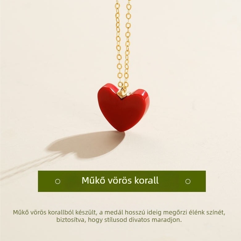Szív alakú nyaklánc, aranyozott bevonattal, O-alakú lánccal, öko réz medállal, koreai stílus