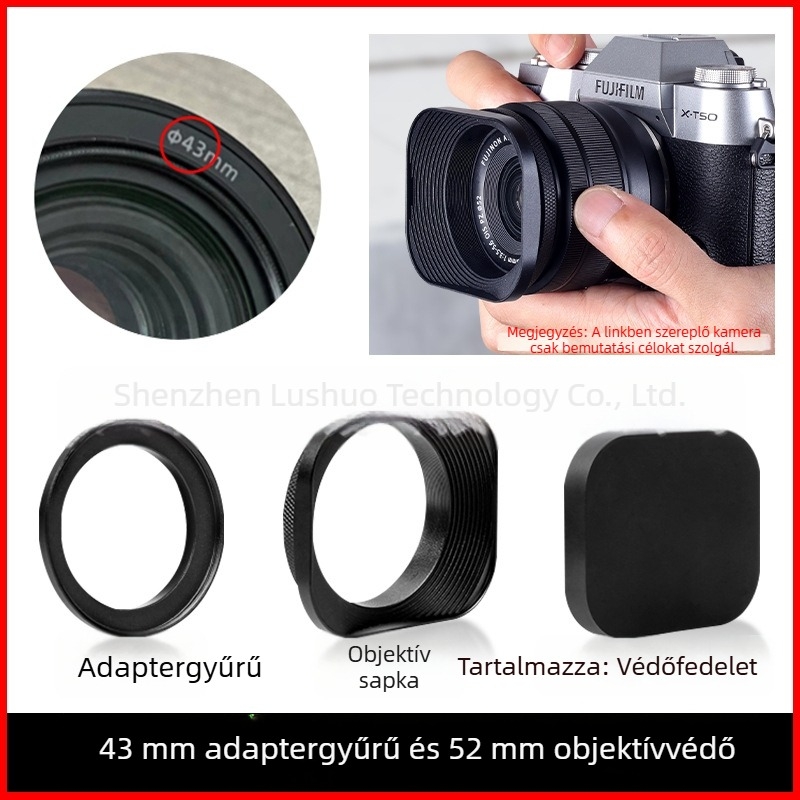 Objektív napellenző, modellek L-S01/L-S02, fényképezőgép objektívekhez, OEM feldolgozás, Eredet: Guangdong.