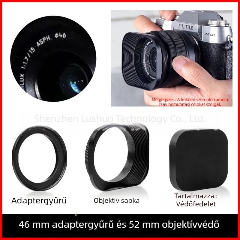 Objektív napellenző, modellek L-S01/L-S02, fényképezőgép objektívekhez, OEM feldolgozás, Eredet: Guangdong.
