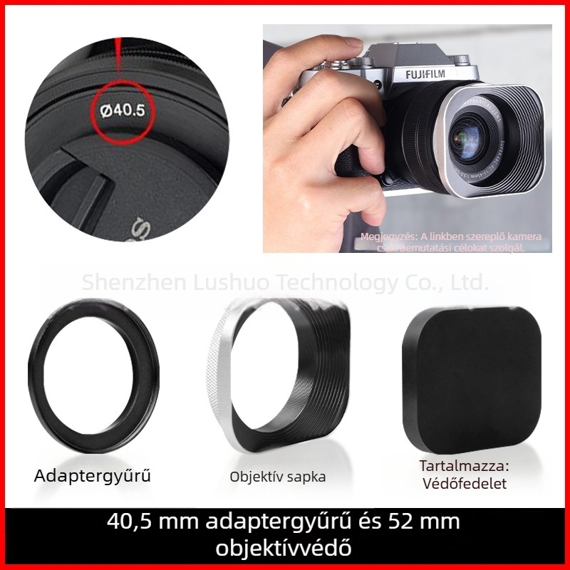 Objektív napellenző, modellek L-S01/L-S02, fényképezőgép objektívekhez, OEM feldolgozás, Eredet: Guangdong.