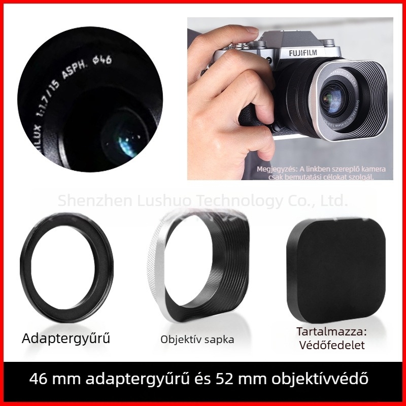 Objektív napellenző, modellek L-S01/L-S02, fényképezőgép objektívekhez, OEM feldolgozás, Eredet: Guangdong.