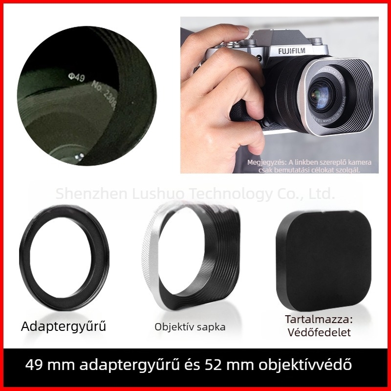Objektív napellenző, modellek L-S01/L-S02, fényképezőgép objektívekhez, OEM feldolgozás, Eredet: Guangdong.