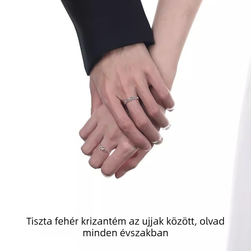 999 ezüst párgyűrűk erdő-stílusban platykodon virággal – eredeti dizájn, sokoldalú ezüst ékszer
