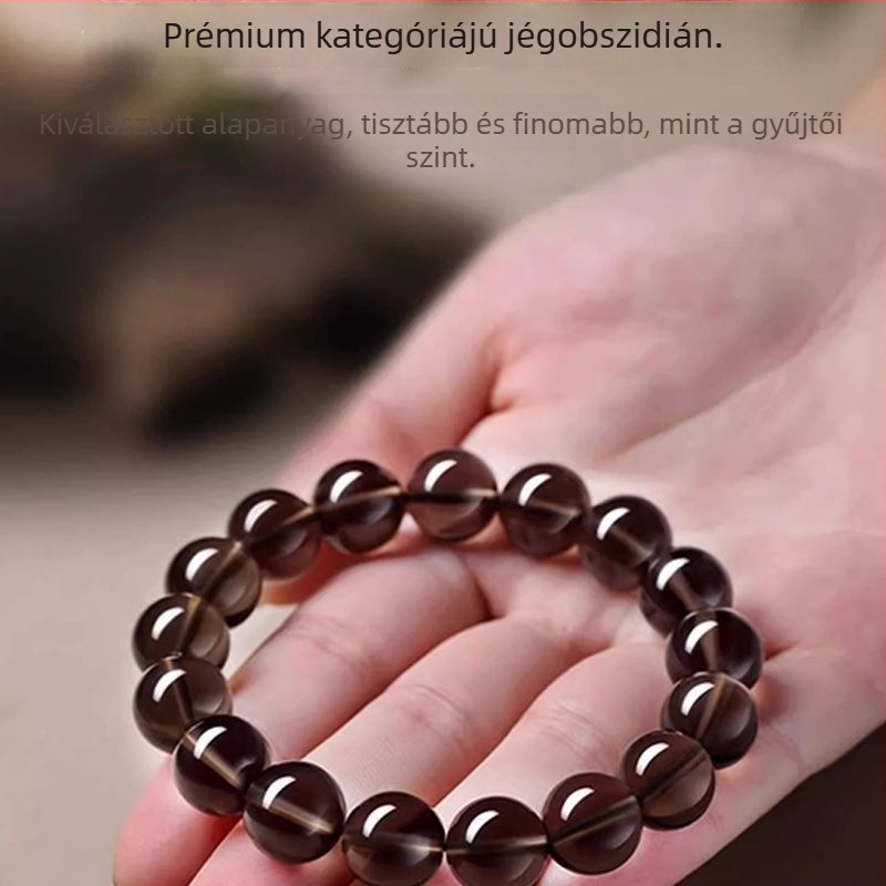 Uniszex obsidián karkötő jégkék akvamarinnal, ajándék a csillagjegy évére