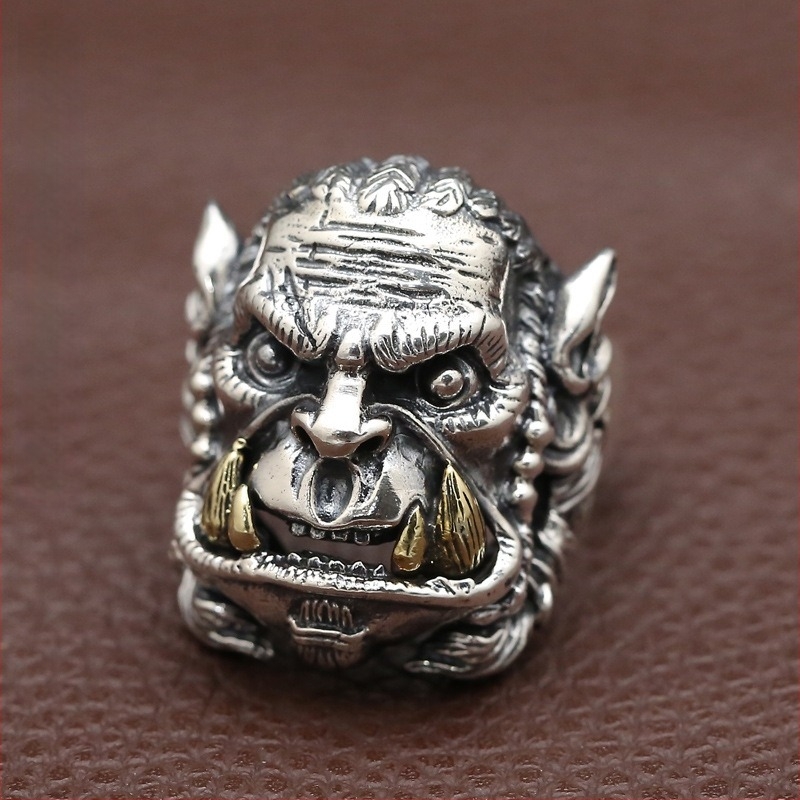 Férfi Warcraft gyűrű, thai ezüst, inlay nélküli