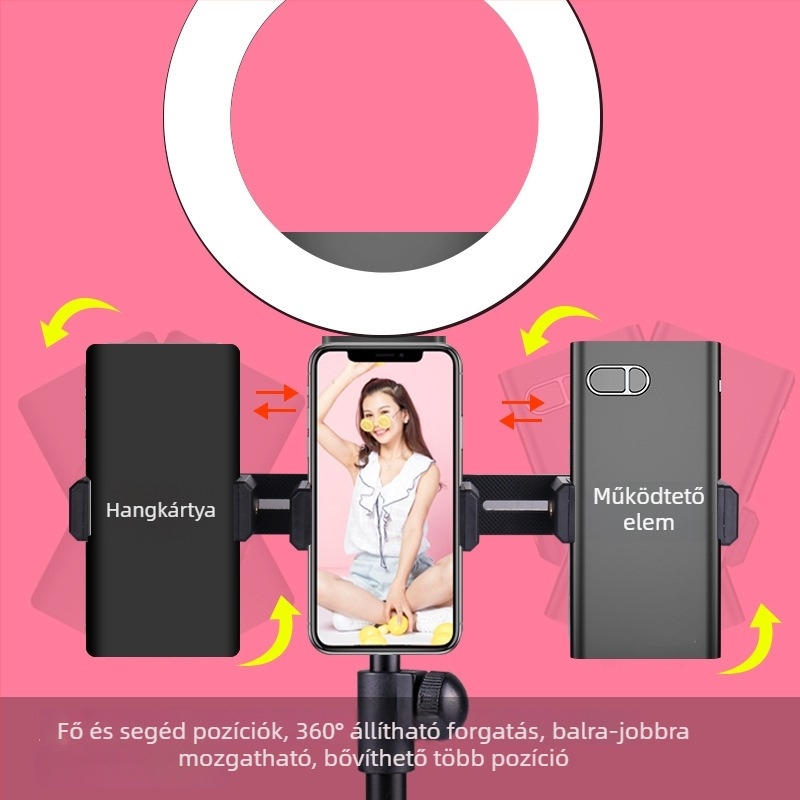 Telefonos élő közvetítéshez állvány, fém és ABS szerkezet, modell Egyéb, magáncímkézés engedélyezett, testreszabás elérhető