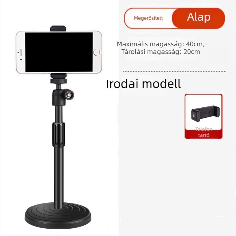 Telefonos élő közvetítéshez állvány, fém és ABS szerkezet, modell Egyéb, magáncímkézés engedélyezett, testreszabás elérhető
