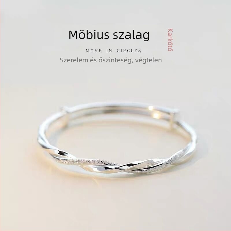 Női Möbiusz karkötő, divatos, különleges dizájn, magas minőség, letisztult és kifinomult, push-pull zár