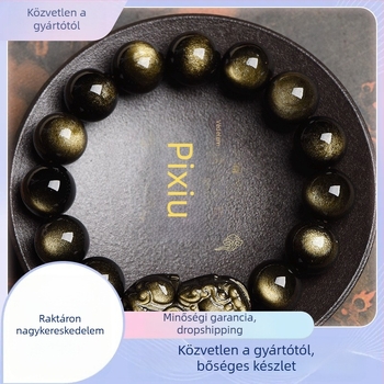 High Crystal obszidán karkötő – polírozott, uniszex, minimalistikus stílus, motívumok állat/Zodiákus