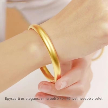 Aranyozott karkötő széles, varrat nélküli, szolid dizájnban, kínai művészi vintage stílusban; Anyag: aranyozott felület; Technika: elektroplating; Súly: kb. 10 g; 2024 nyári kiadás