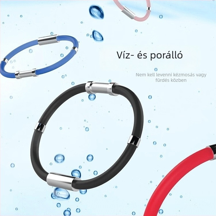 Szilikon anti-sztatikus csuklópánt mágnessel és negatív ionokkal, pár-stílusú sportos karkötő titánium-acél lánccal