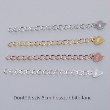 S925 Sterling ezüst, 5 cm-es hosszabbító lánc karkötőkhöz és nyakláncokhoz – végződés vízcsepp alakú
