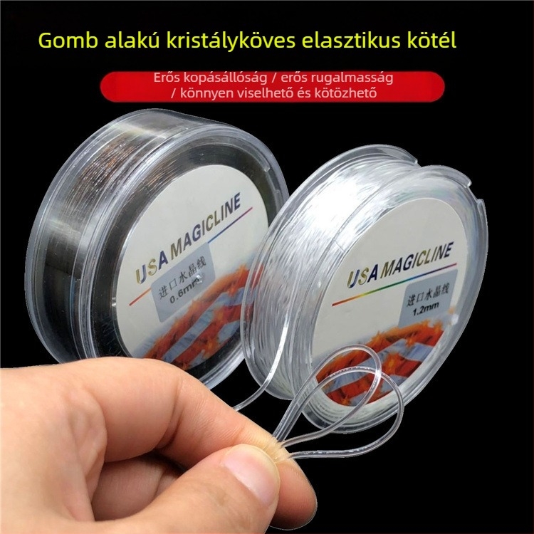 Kristályos gyöngyös karkötő elasztikus zsinórral - Rudraksha gyöngyök, átlátszó, kopásálló