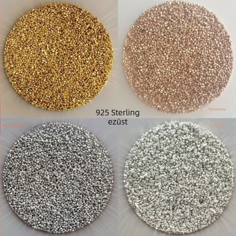 925 Sterling ezüst, arany- és ezüstedzett szezámmag gyöngyök, 0,8–0,9 mm, ultra‑kicsi gyöngyök DIY karkötőhöz