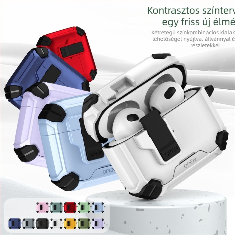 AirPods Pro tok mágneses állvánnyal és záróval – TPU puha héj, rajzfilm stílus, injekciós formázás, Apple AirPods Pro (3. generáció és 2. generáció)