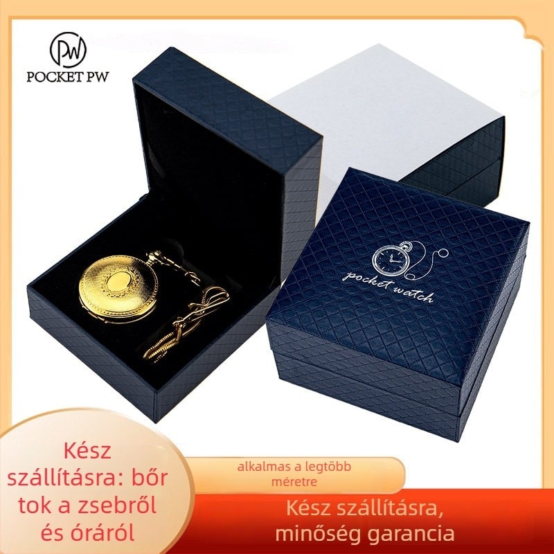 PU bőr zsebóra-doboz flip-lapos fedéllel, vintage stílus, kvarc és mechanikus zsebórákhoz | SHAGERWATCH, 100 darabos csomag, logó nyomtatva OK, teljes doboz súlya 16 kg