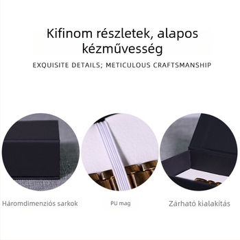 Mágneses flip óratartó doboz, PU karton anyag, ékszer ajándékcsomagolás, modell JL006, Junyu, aranyozott szitanyomás