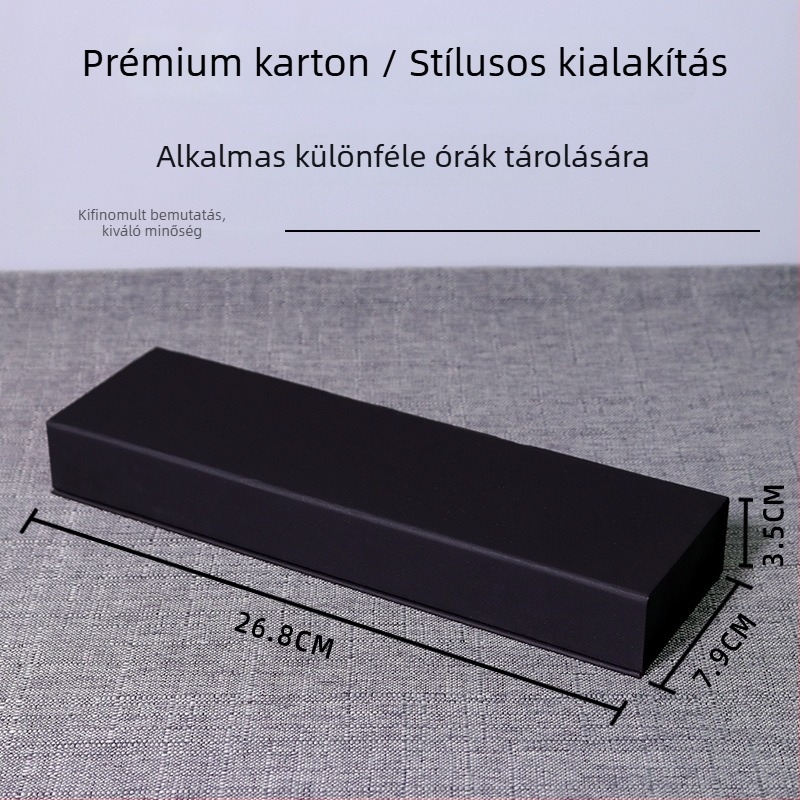Mágneses flip óratartó doboz, PU karton anyag, ékszer ajándékcsomagolás, modell JL006, Junyu, aranyozott szitanyomás