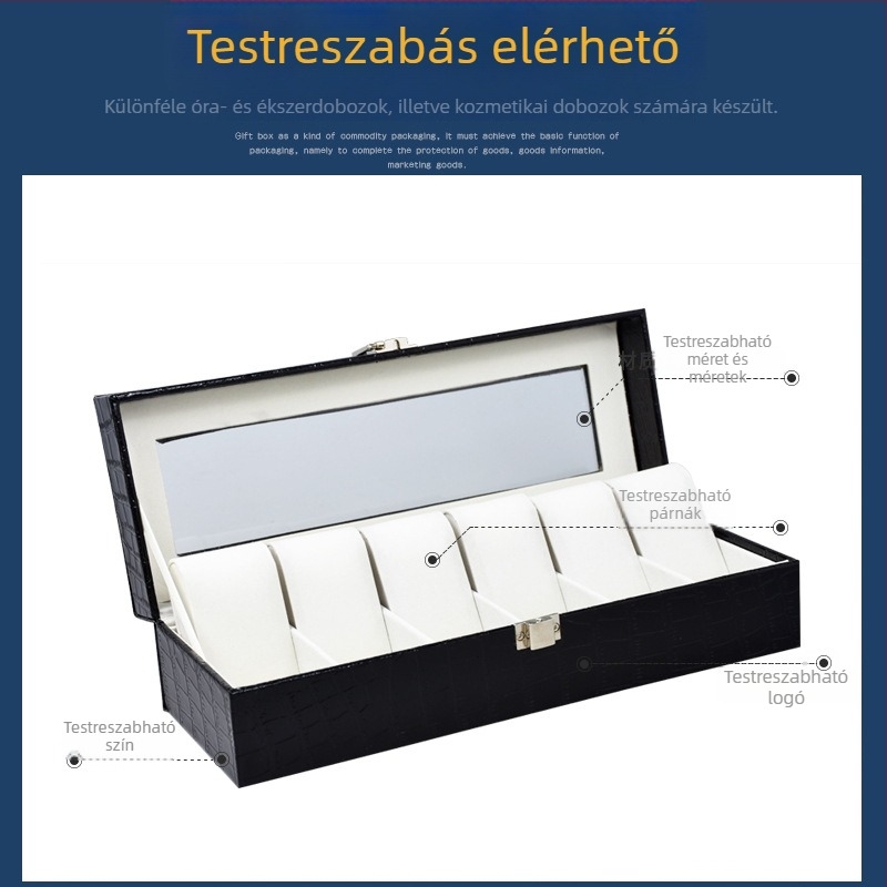 Fából készült 6 rekesz óratartó doboz ékszeres csomagolással, Dongguan eredetű