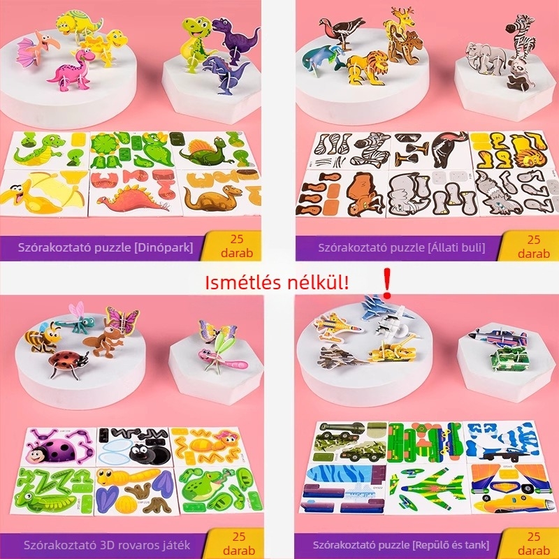 3D rovar puzzle gyerekeknek, DIY papírkészlet, 4-6 évesek