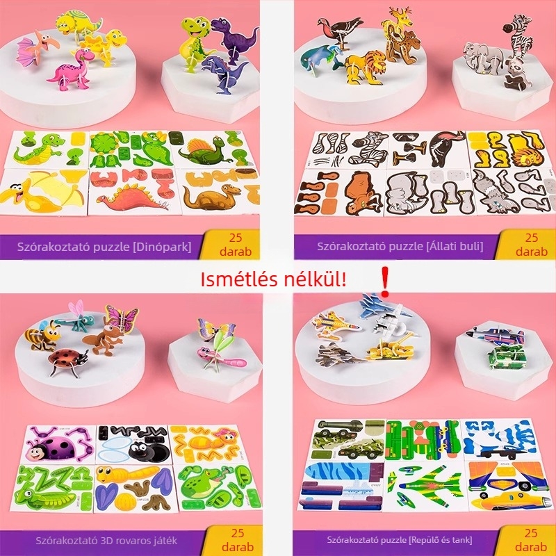 3D rovar puzzle gyerekeknek, DIY papírkészlet, 4-6 évesek