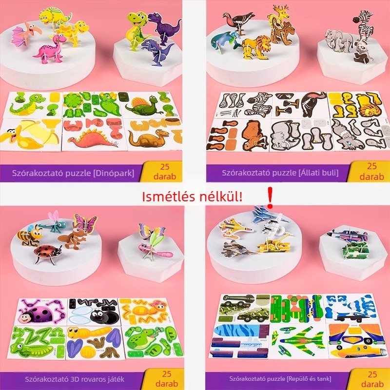 3D rovar puzzle gyerekeknek, DIY papírkészlet, 4-6 évesek