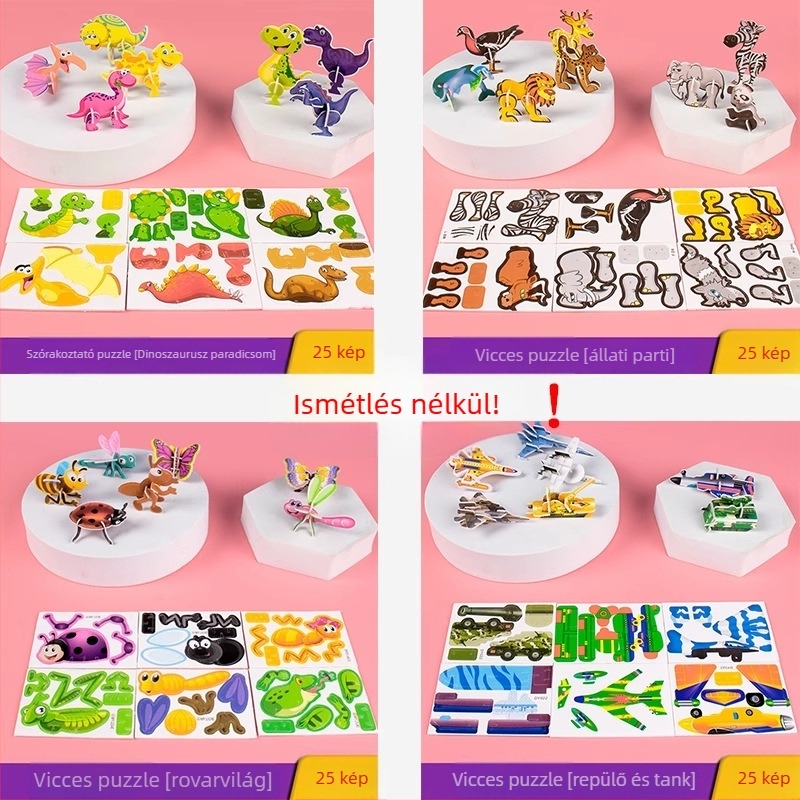 3D rovar puzzle gyerekeknek, DIY papírkészlet, 4-6 évesek