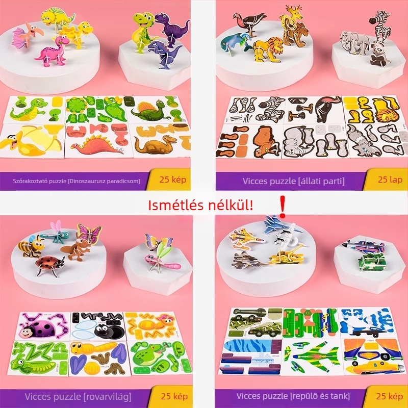 3D rovar puzzle gyerekeknek, DIY papírkészlet, 4-6 évesek
