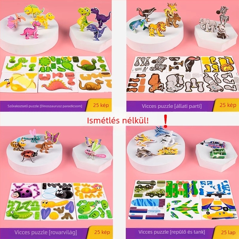 3D rovar puzzle gyerekeknek, DIY papírkészlet, 4-6 évesek