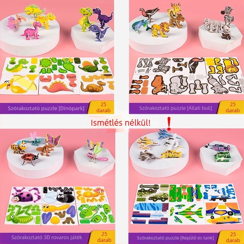 3D rovar puzzle gyerekeknek, DIY papírkészlet, 4-6 évesek