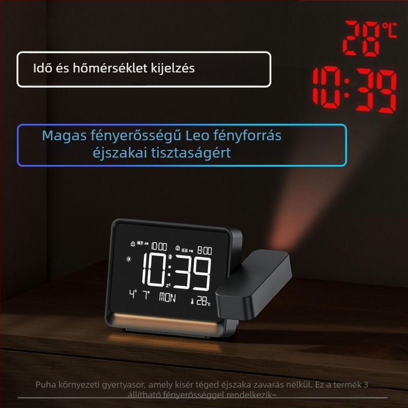 LED projektoros óra Bluetooth, automata időzítés, hőmérő