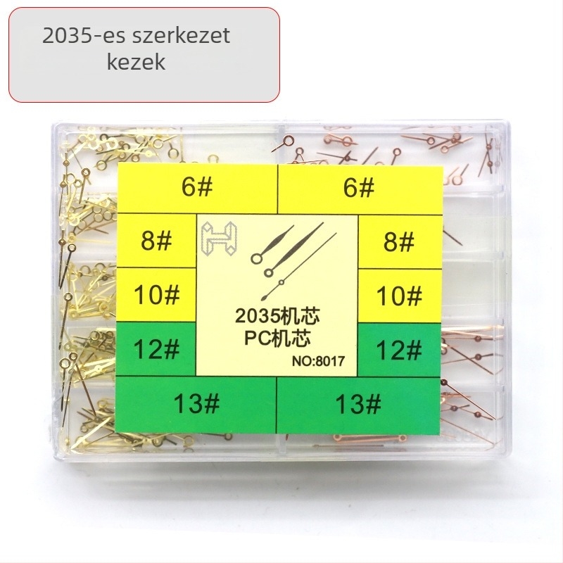 2035-ös mozgású órához mutatókészlet: óra-, perc- és másodpercmutatók lumineszcens mutatók; háromtűs dizájn; PC SL68 kompatibilis, modell 8017