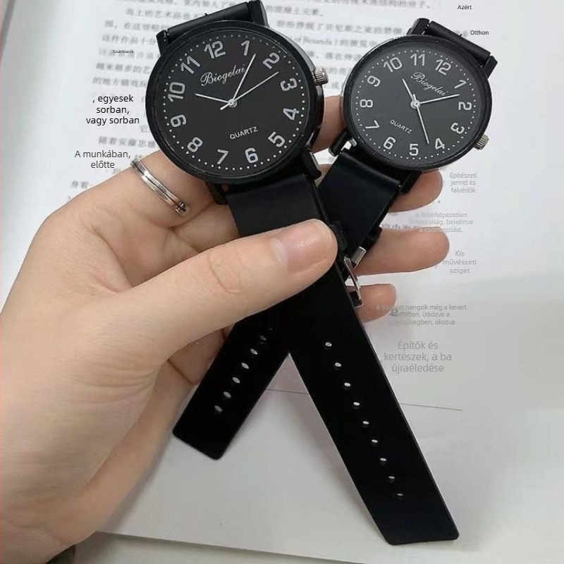 Néma karóra közigazgatási vizsgákhoz, gumiszíj, kvarc mechanizmus, 36 mm számlap, 30 m vízállóság, világidő