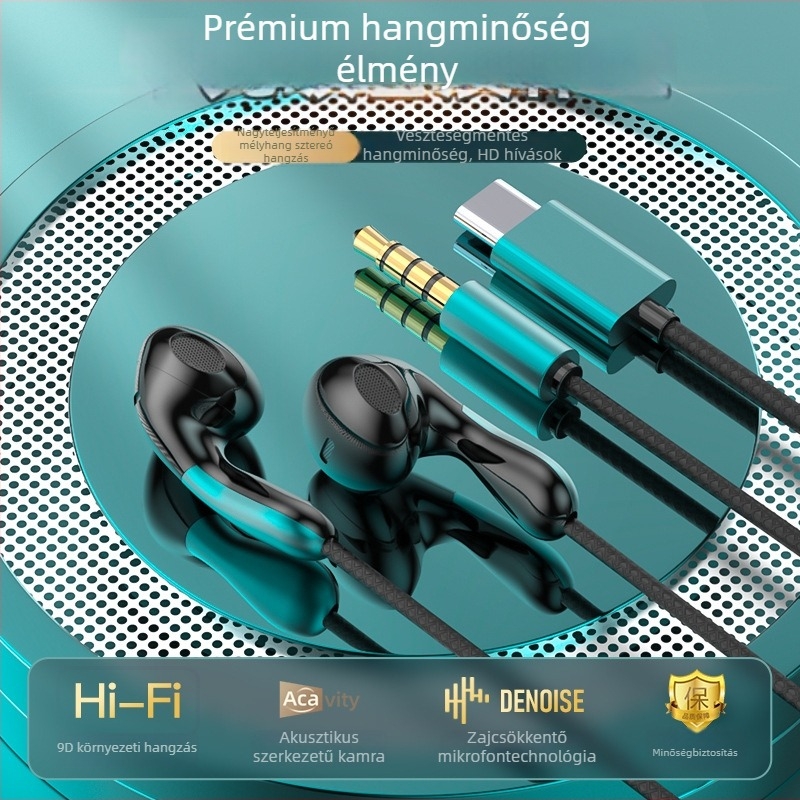 S04 kábeles, in-ear játékos fejhallgató, 3,5 mm egyenes csatlakozóval, mikrofon, 20–2000 Hz hangfrekvencia-tartomány, OPPO/Huawei/vivo számára